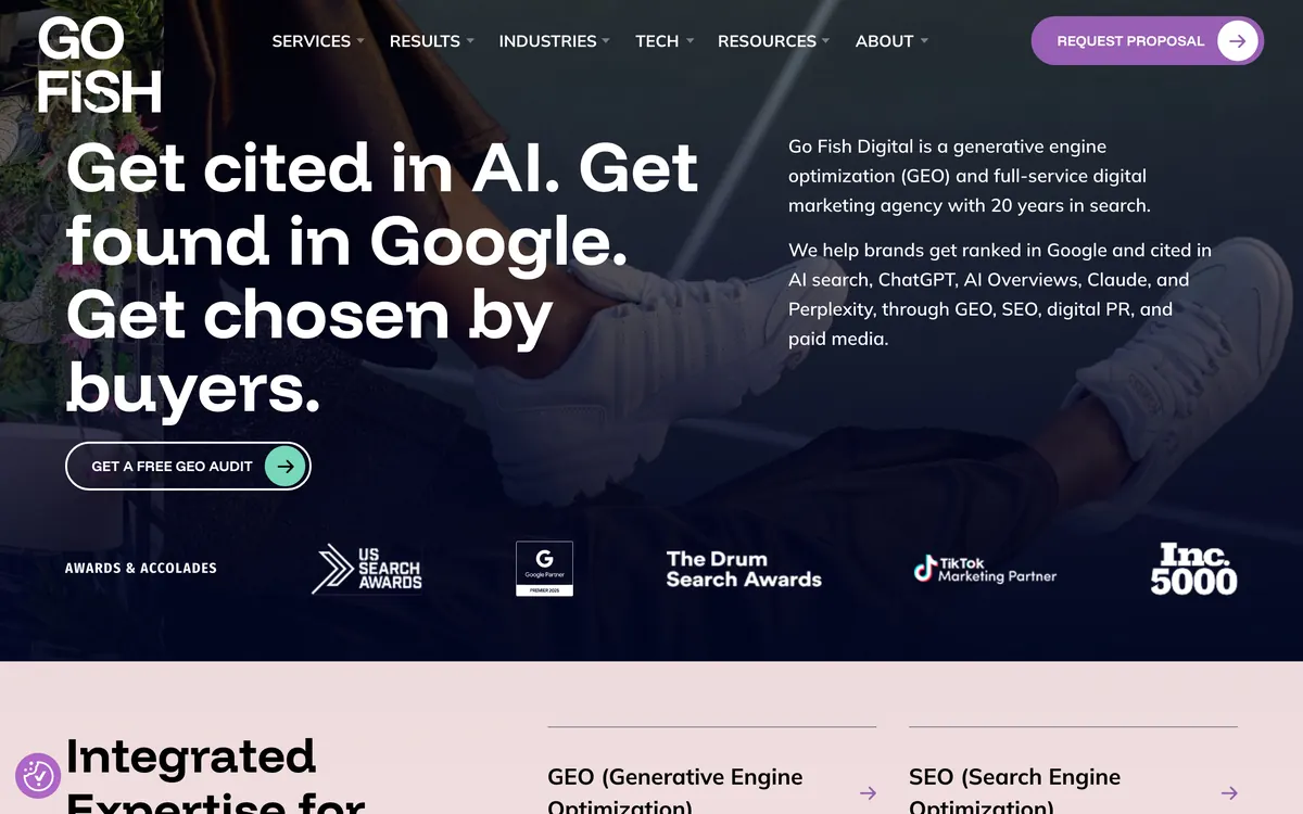 Screenshot of the Go Fish Digital homepage