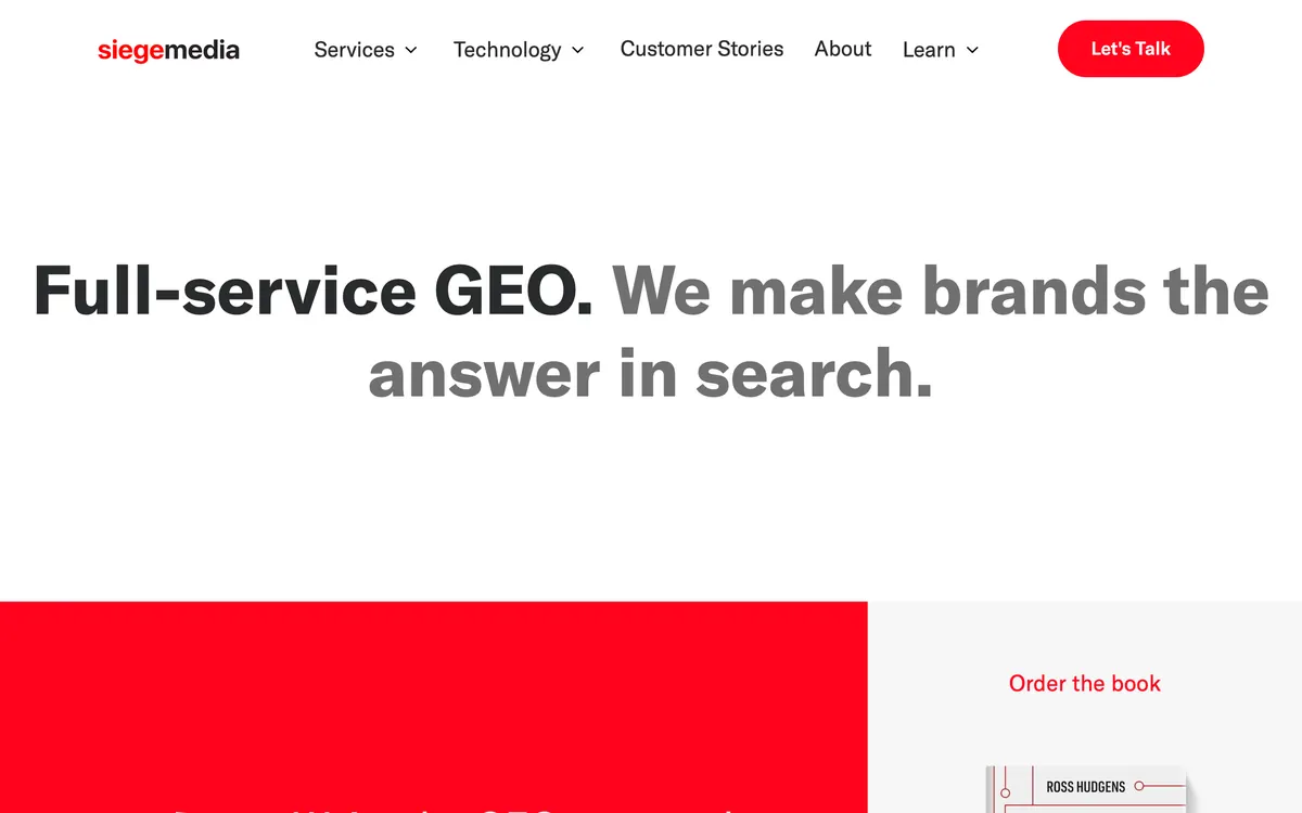 Screenshot of the Siege Media homepage