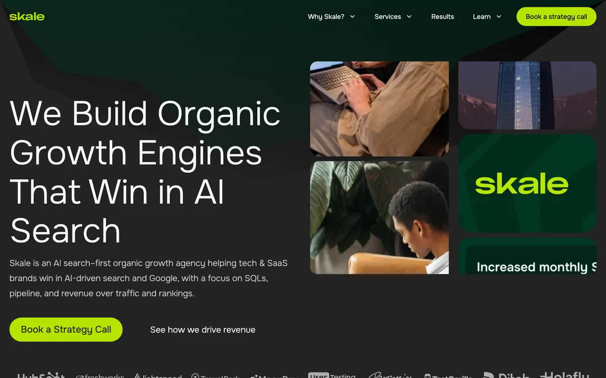 Screenshot of the Skale homepage